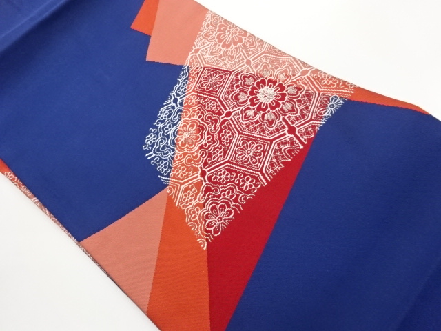 JAPANESE KIMONO / CUT-AND-SEW STYLE SHU-KO / FLORAL PATTERN WOVEN NAGO